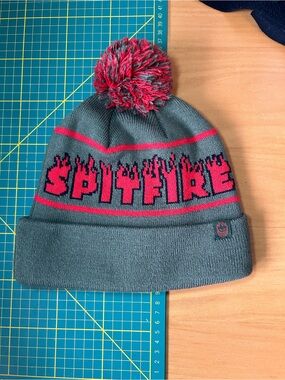 Vintage Spitfire flame logo pom pom skater beanie